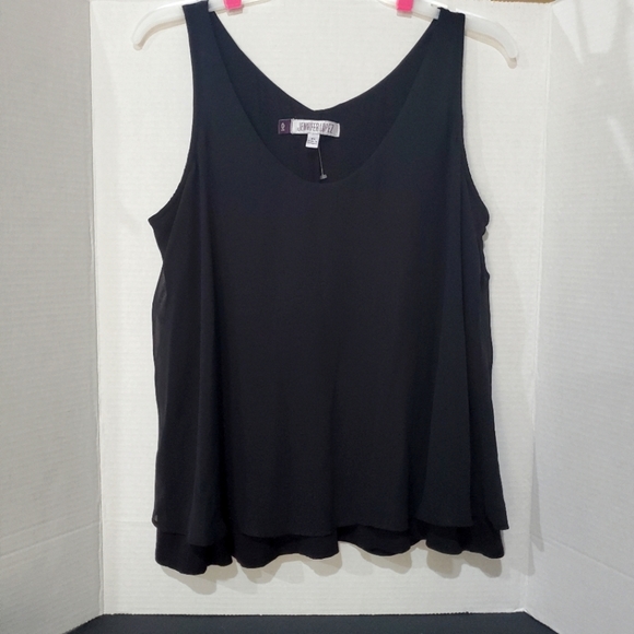 Jennifer Lopez Tops - Jennifer Lopez All Black Crop Top Sheer Bodice Overlay Size XS L👀K